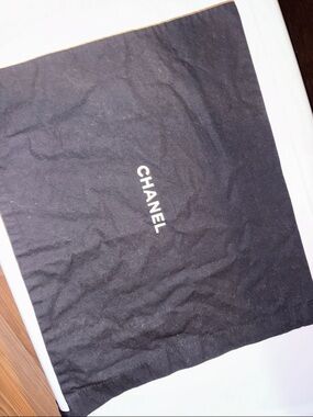 CHANEL Black Dust Bag with Centered White Logo